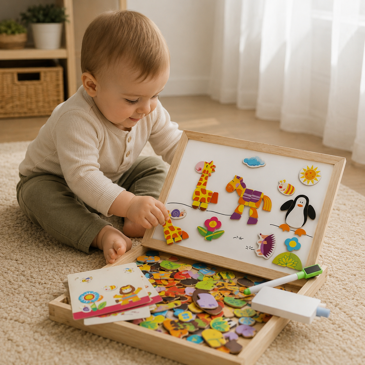 Montessori Magnetic Create & Draw Puzzle Board
