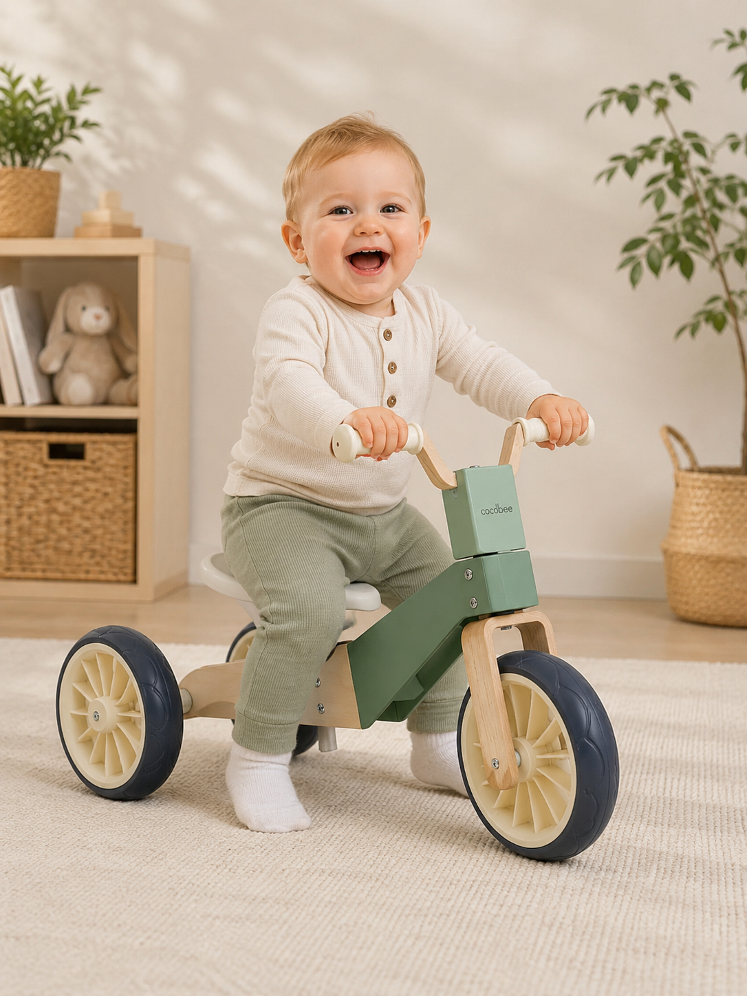 Coco Village Seafoam 3-in-1 Wooden Balance Bike
