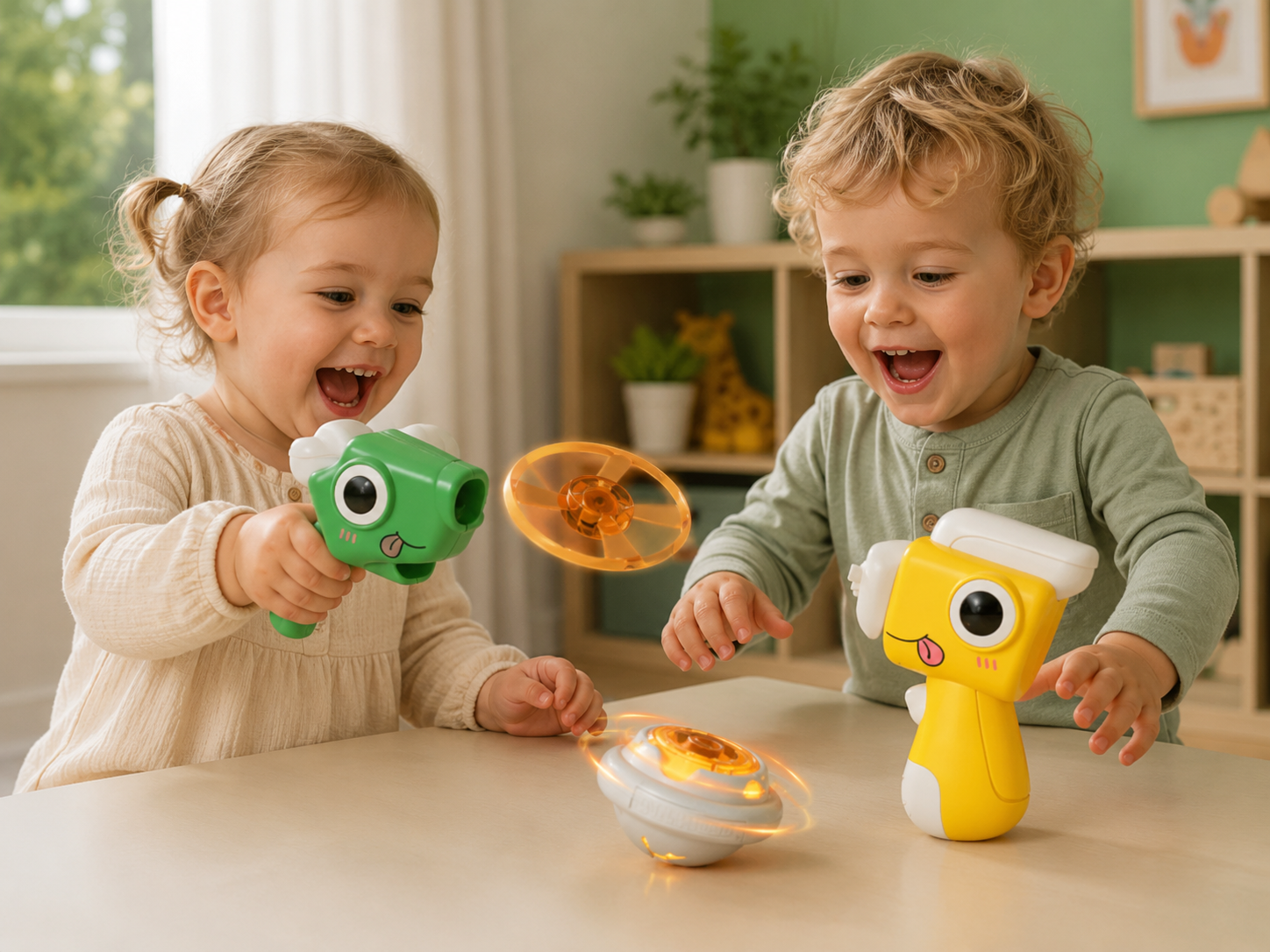 2in1 Dino Spinning Top and Frisbee Launcher Toy
