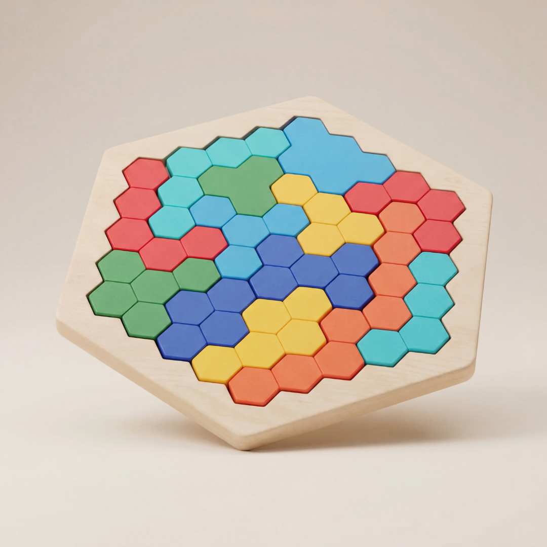 Wooden Hexagon Puzzle Educational Toy Cognitive Development